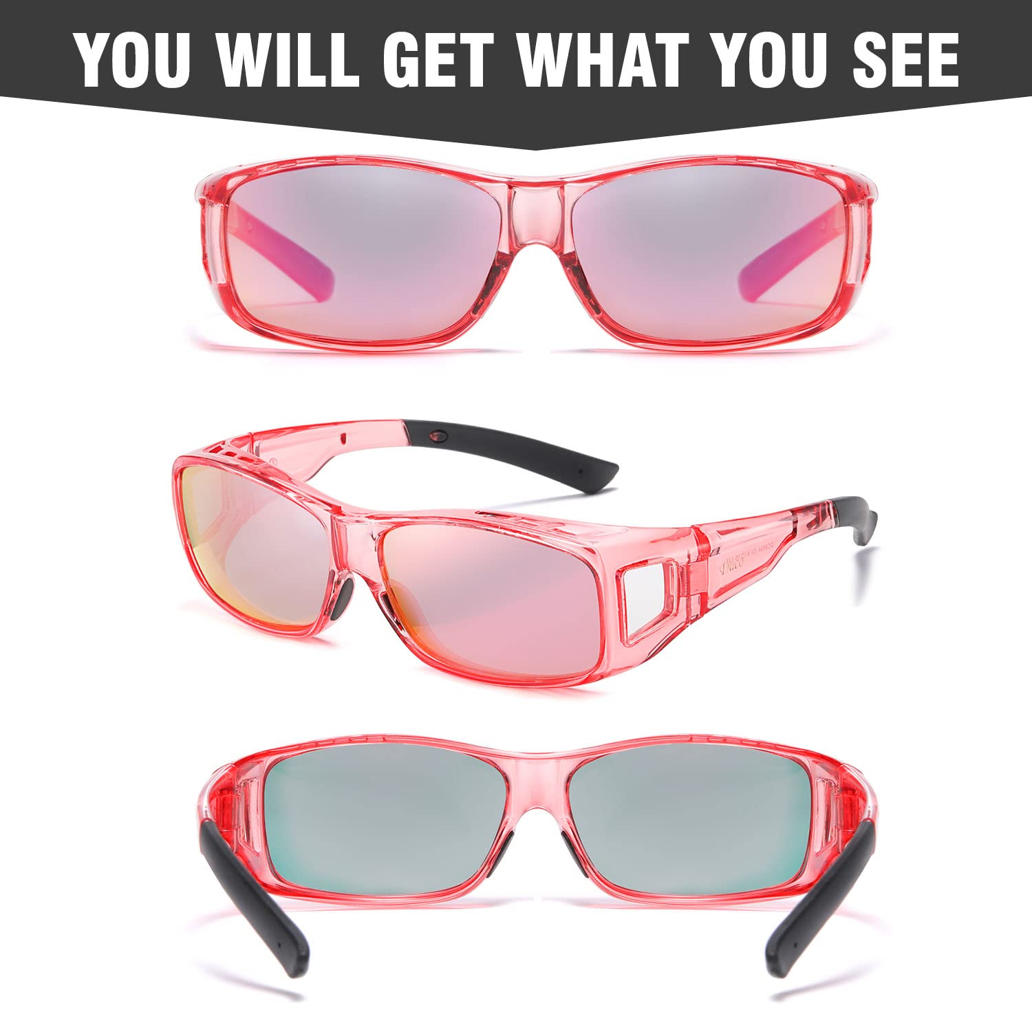 DUCO Polarized Wraparound Fitover Glasses Wear Over Sunglasses for Men Women UV Protection Sun Glasses 8954 - Image 3