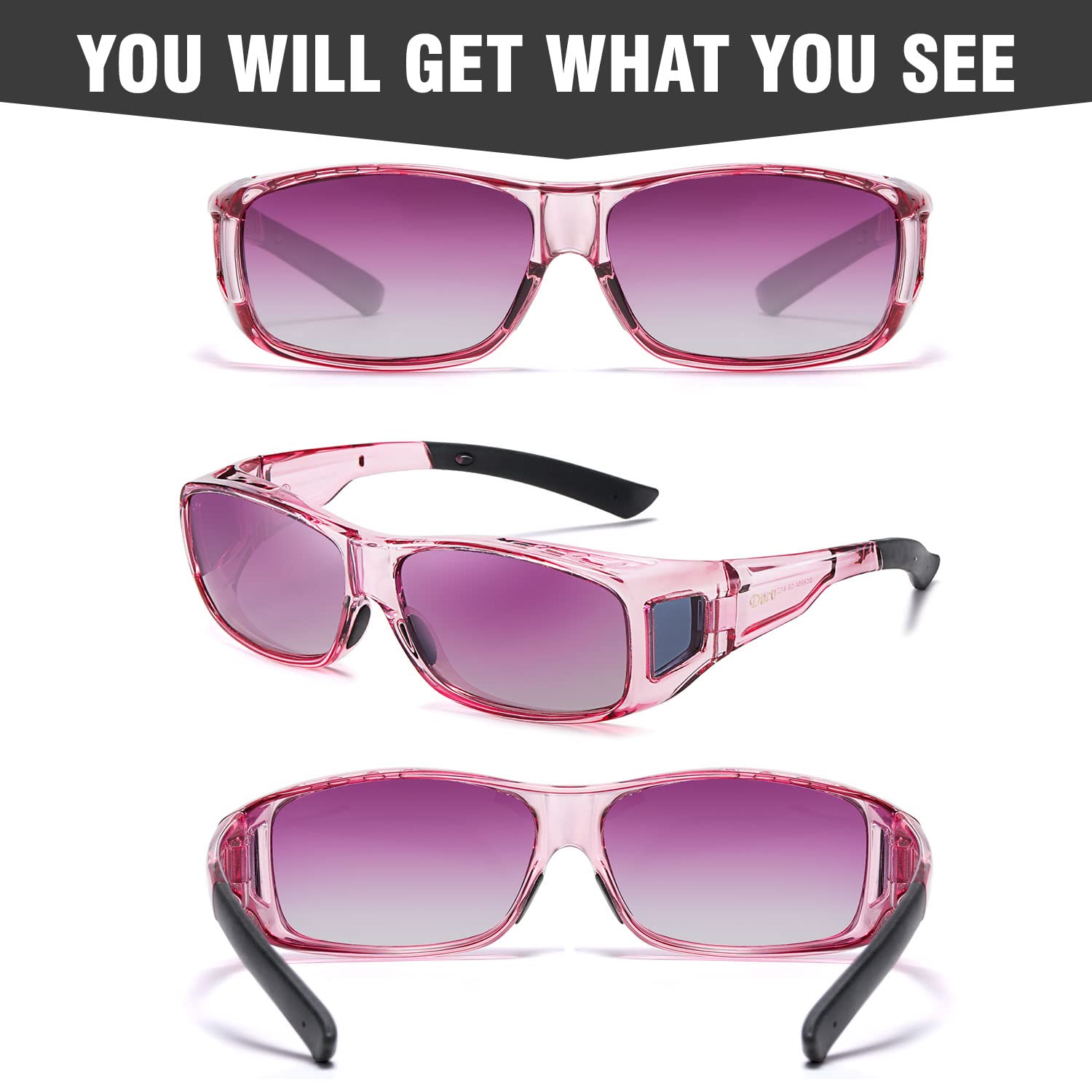 DUCO Polarized Wraparound Fitover Glasses Wear Over Sunglasses for Men Women UV Protection Sun Glasses 8954 - Image 3