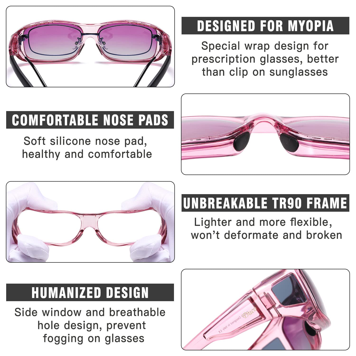 DUCO Polarized Wraparound Fitover Glasses Wear Over Sunglasses for Men Women UV Protection Sun Glasses 8954 - Image 5