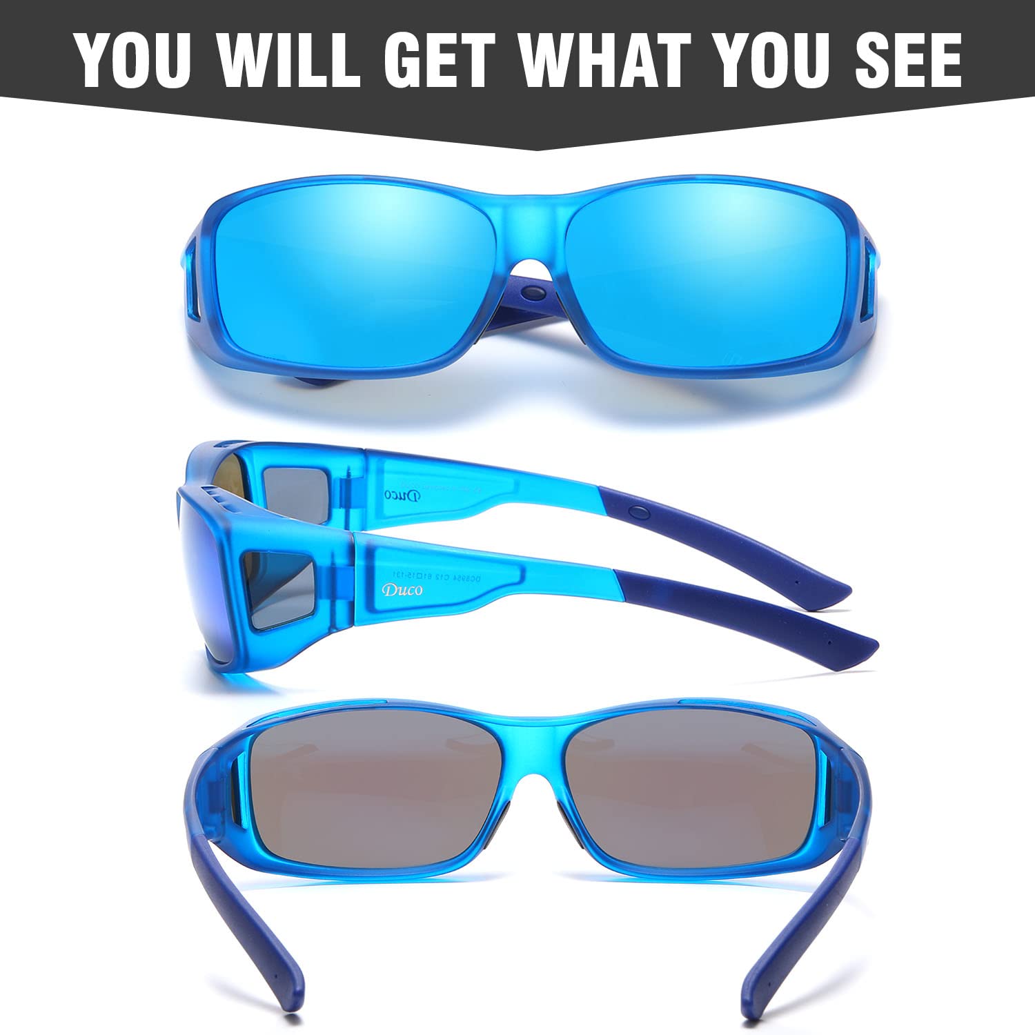 DUCO Polarized Wraparound Fitover Glasses Wear Over Sunglasses for Men Women UV Protection Sun Glasses 8954 - Image 3