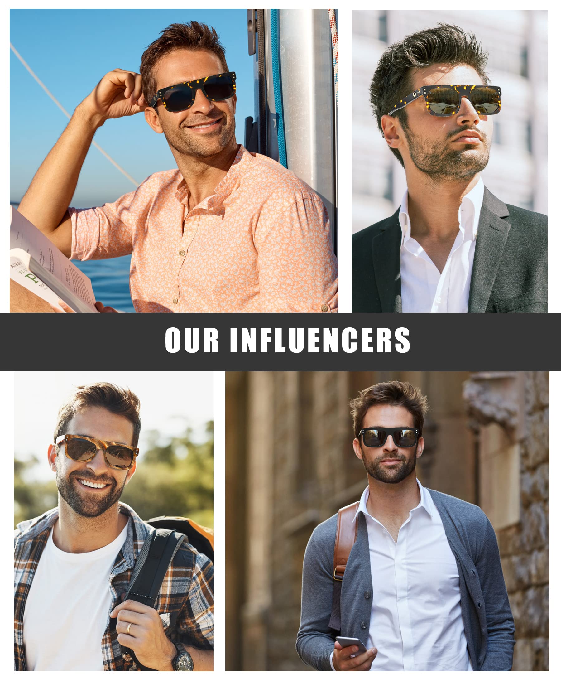 DUCO Retro Rectangle Polarized Sunglasses for Men Women Vintage Flat Top Acetate Sun Glasses UV400 Protection DC2360 - Image 7