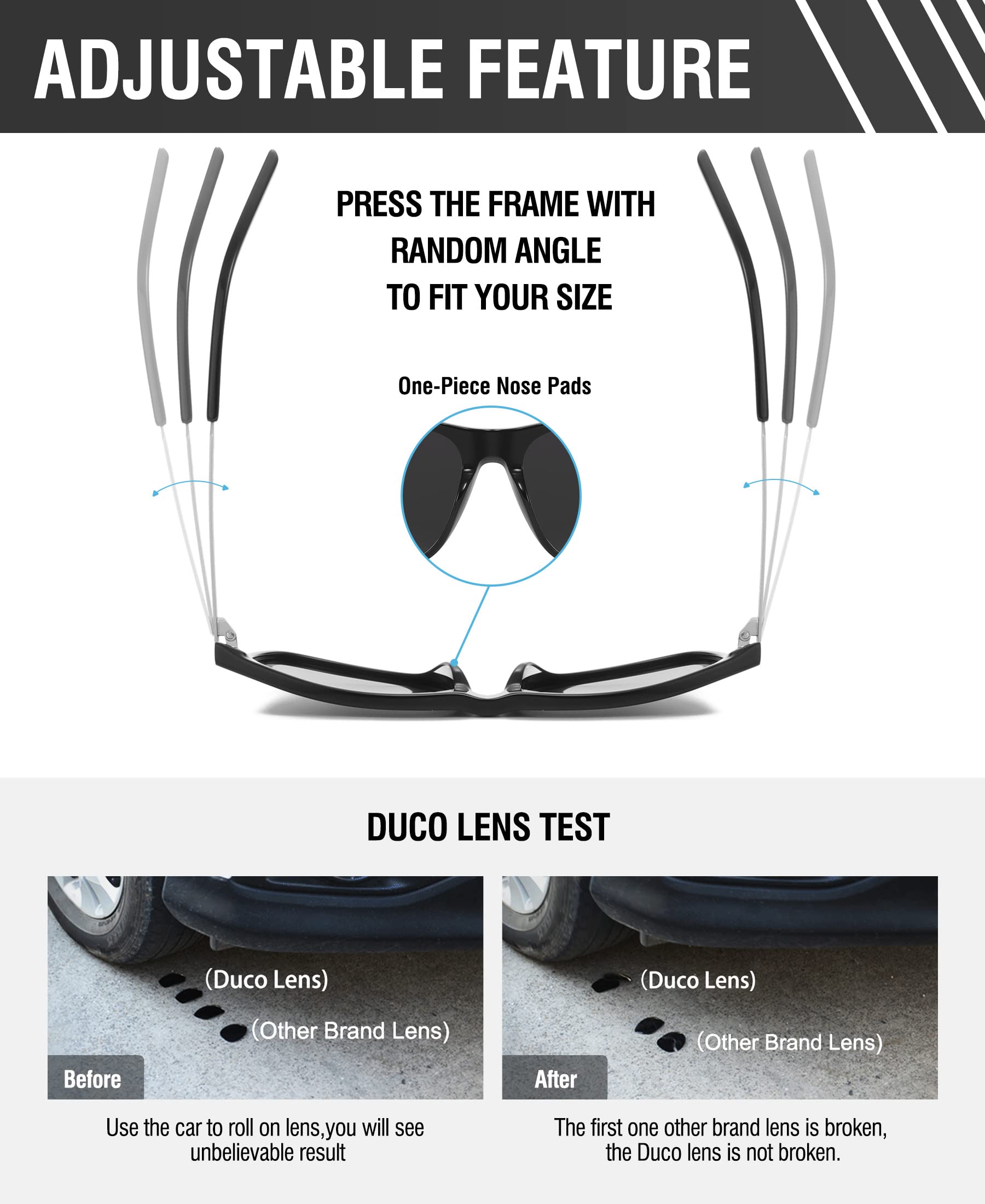 DUCO Retro Square Polarized Sunglasses for Men Women Sun Glasses Acetate Frame 100% UV Protection 2143 - Image 4