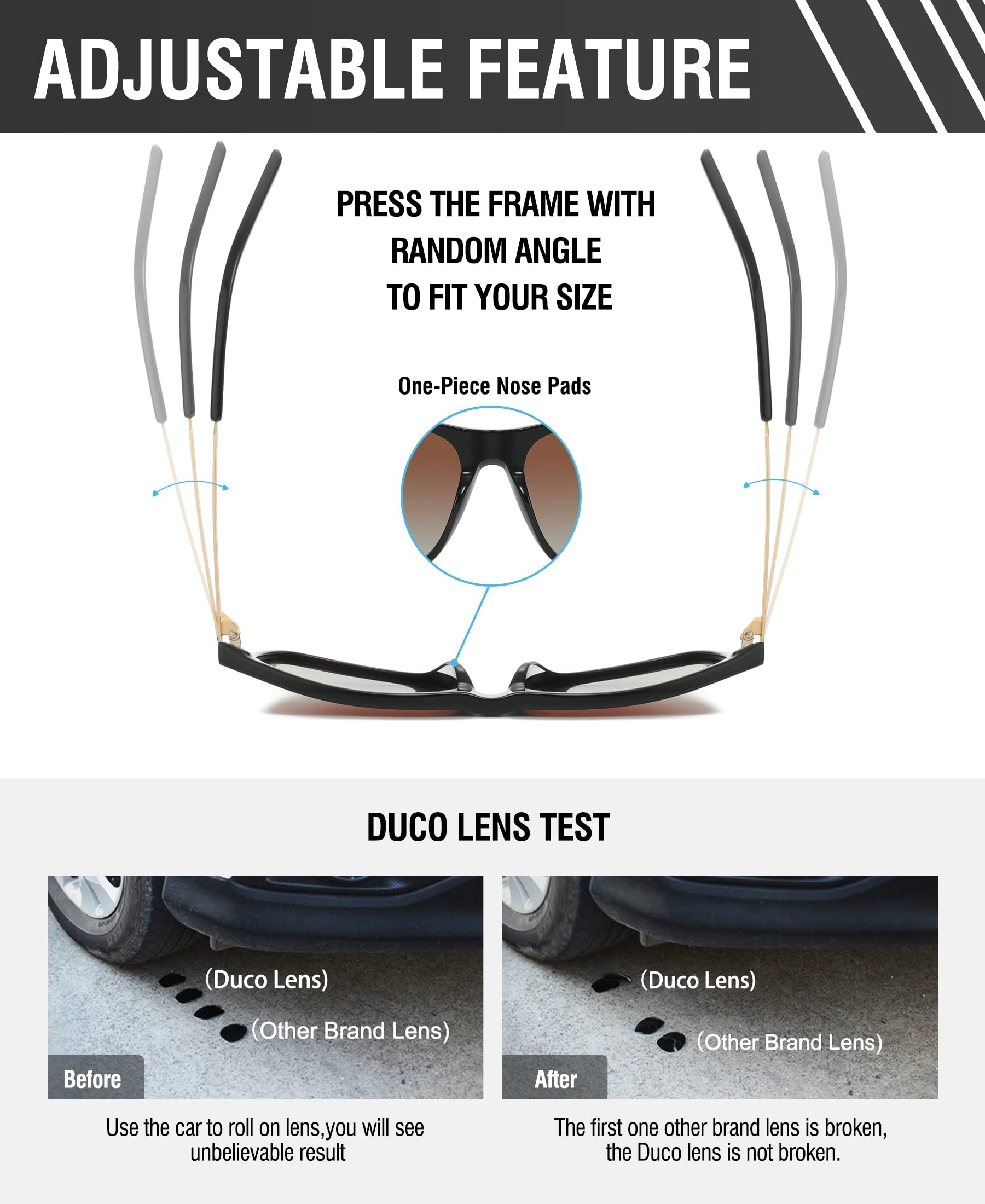 DUCO Retro Square Polarized Sunglasses for Men Women Sun Glasses Acetate Frame 100% UV Protection 2143 - Image 4