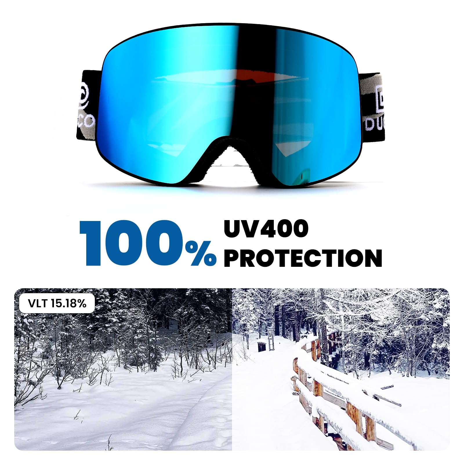 DUCO Ski Goggles Snowboard for Men Women,OTG Lightweight Winter Snowmobile Snow Goggles Anti-Fog 100% UV Protection DCS001 - Image 4