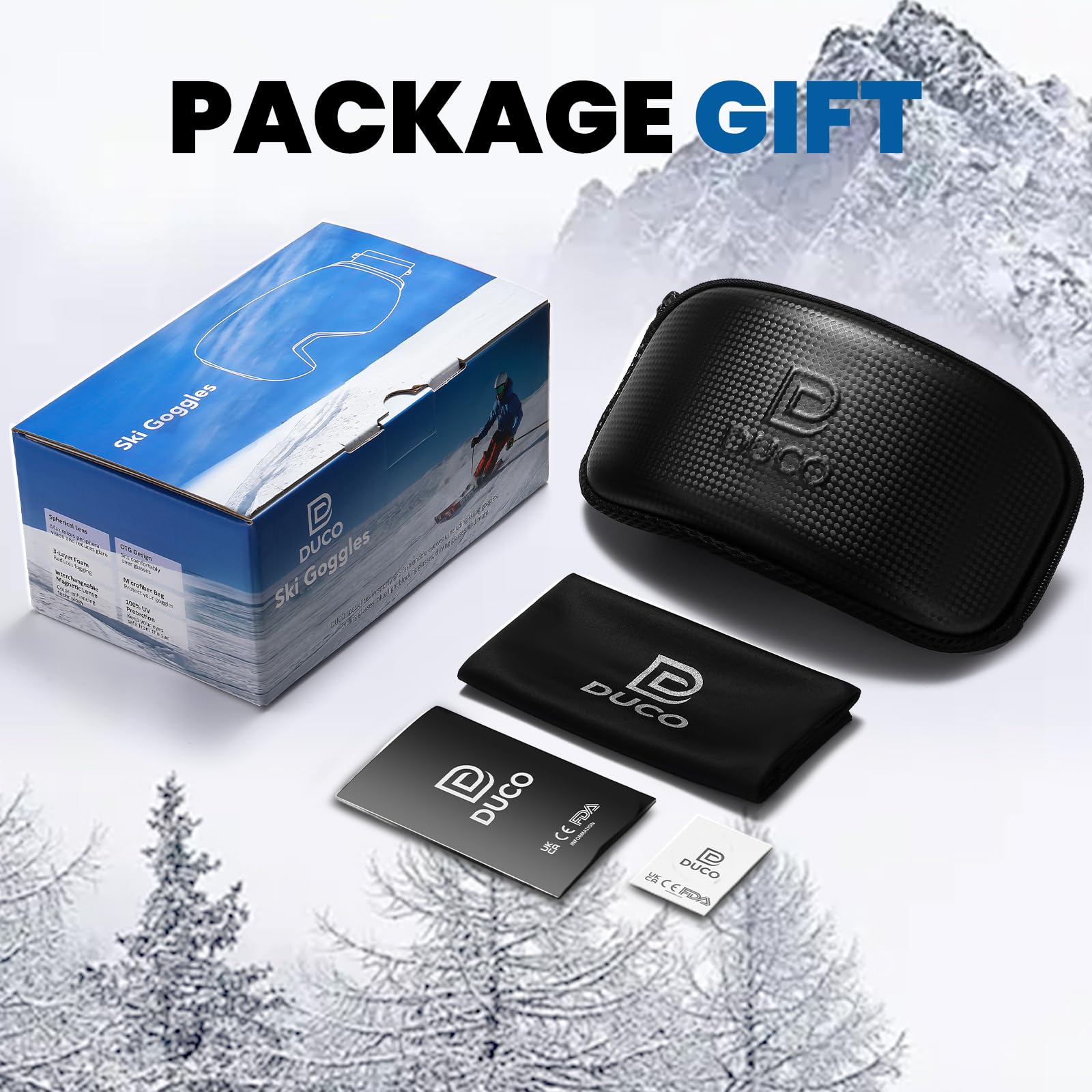 DUCO Ski Goggles Snowboard for Men Women,OTG Lightweight Winter Snowmobile Snow Goggles Anti-Fog 100% UV Protection DCS001 - Image 8