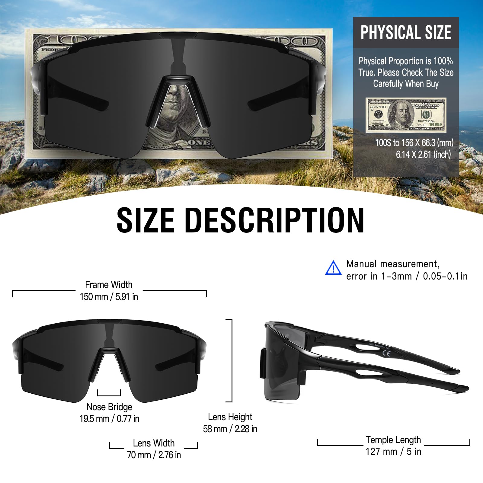 DUCO Sports Sunglasses for Men Cycling Sunglasses Youth Baseball Sun glasses Lightweight TR90 Frame Goggles DC0032 - Image 3