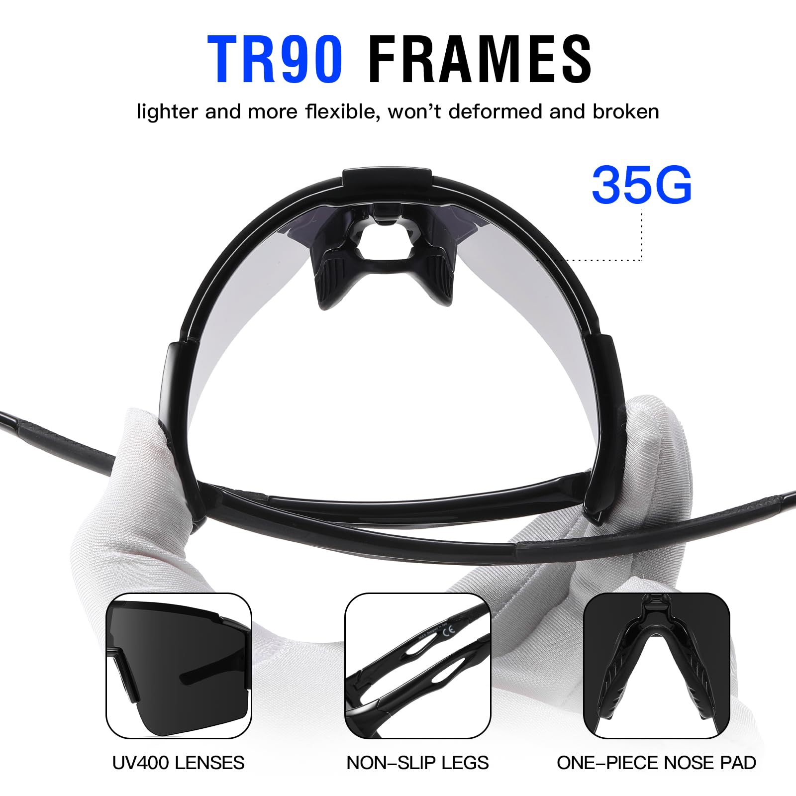 DUCO Sports Sunglasses for Men Cycling Sunglasses Youth Baseball Sun glasses Lightweight TR90 Frame Goggles DC0032 - Image 4