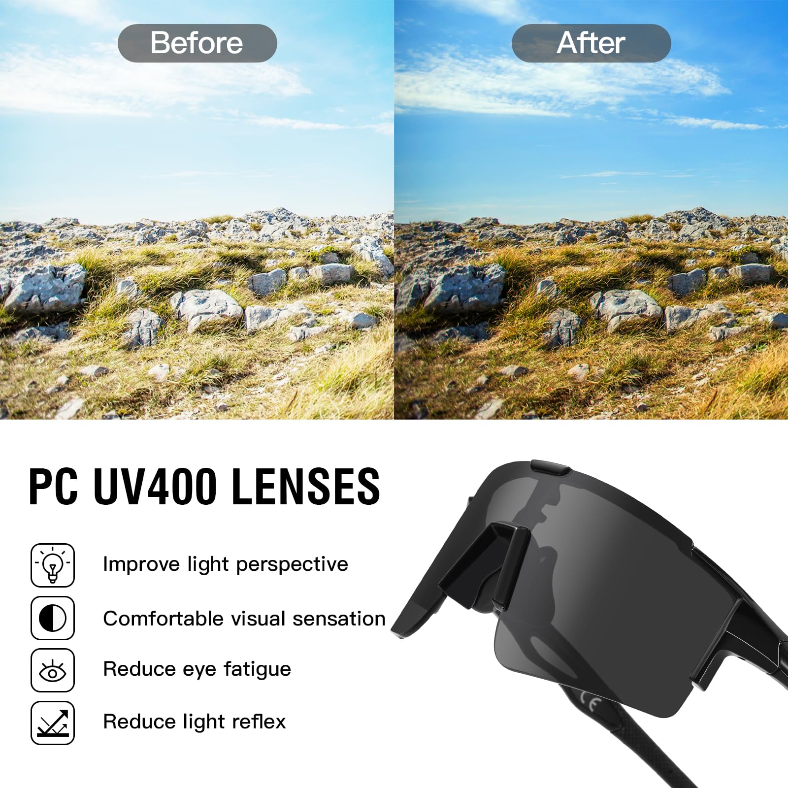 DUCO Sports Sunglasses for Men Cycling Sunglasses Youth Baseball Sun glasses Lightweight TR90 Frame Goggles DC0032 - Image 5