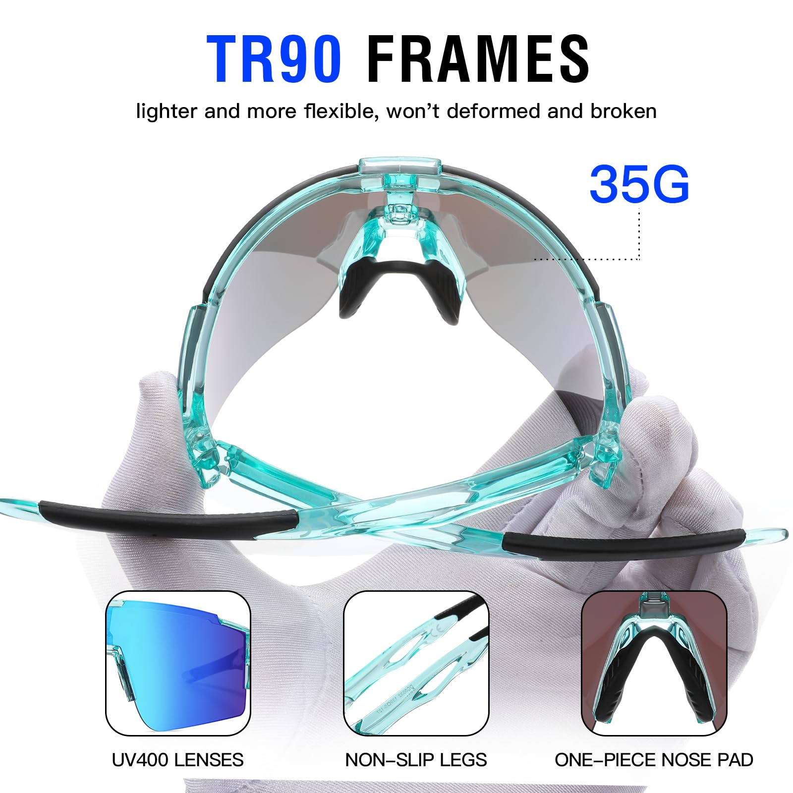 DUCO Sports Sunglasses for Men Cycling Sunglasses Youth Baseball Sun glasses Lightweight TR90 Frame Goggles DC0032 - Image 4