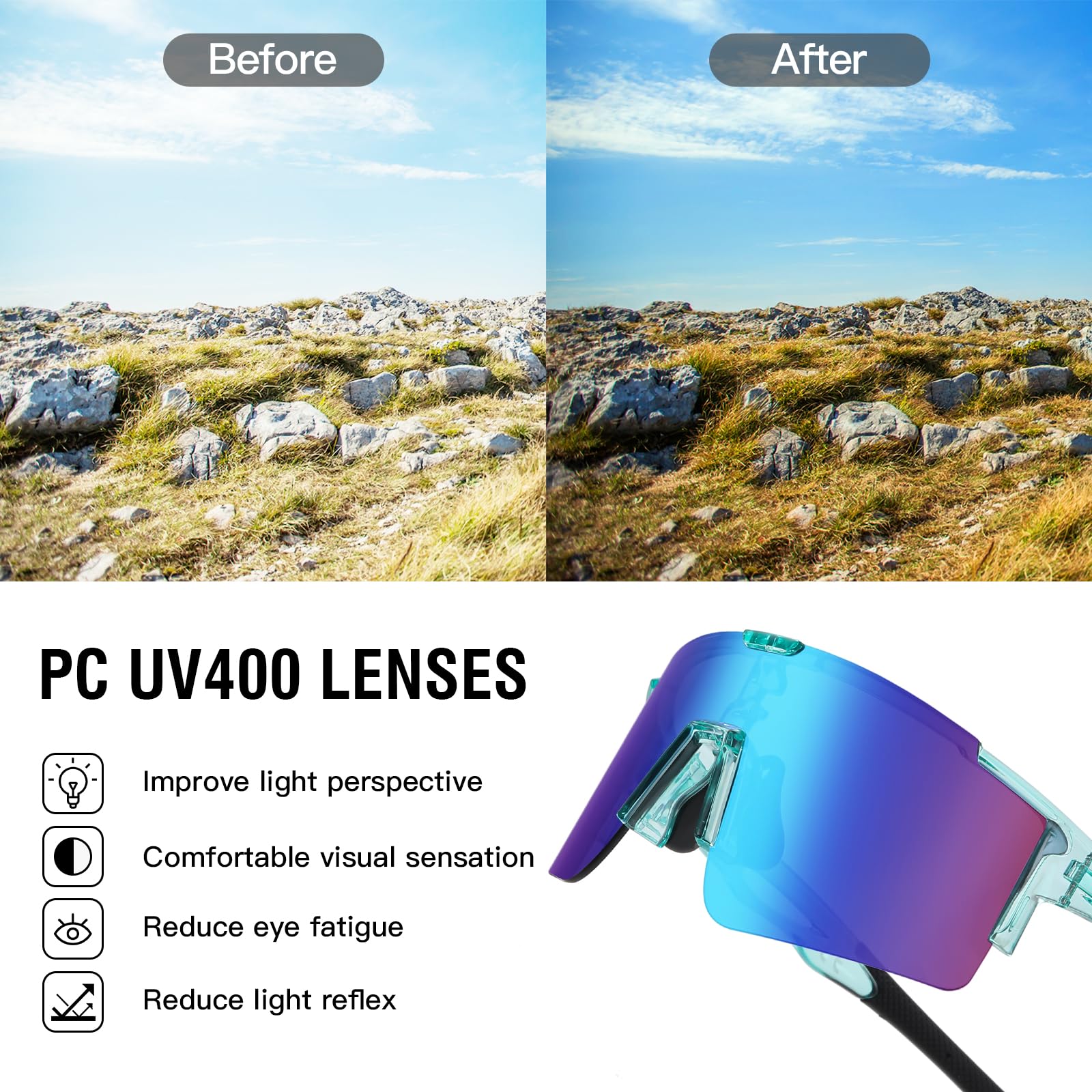 DUCO Sports Sunglasses for Men Cycling Sunglasses Youth Baseball Sun glasses Lightweight TR90 Frame Goggles DC0032 - Image 5