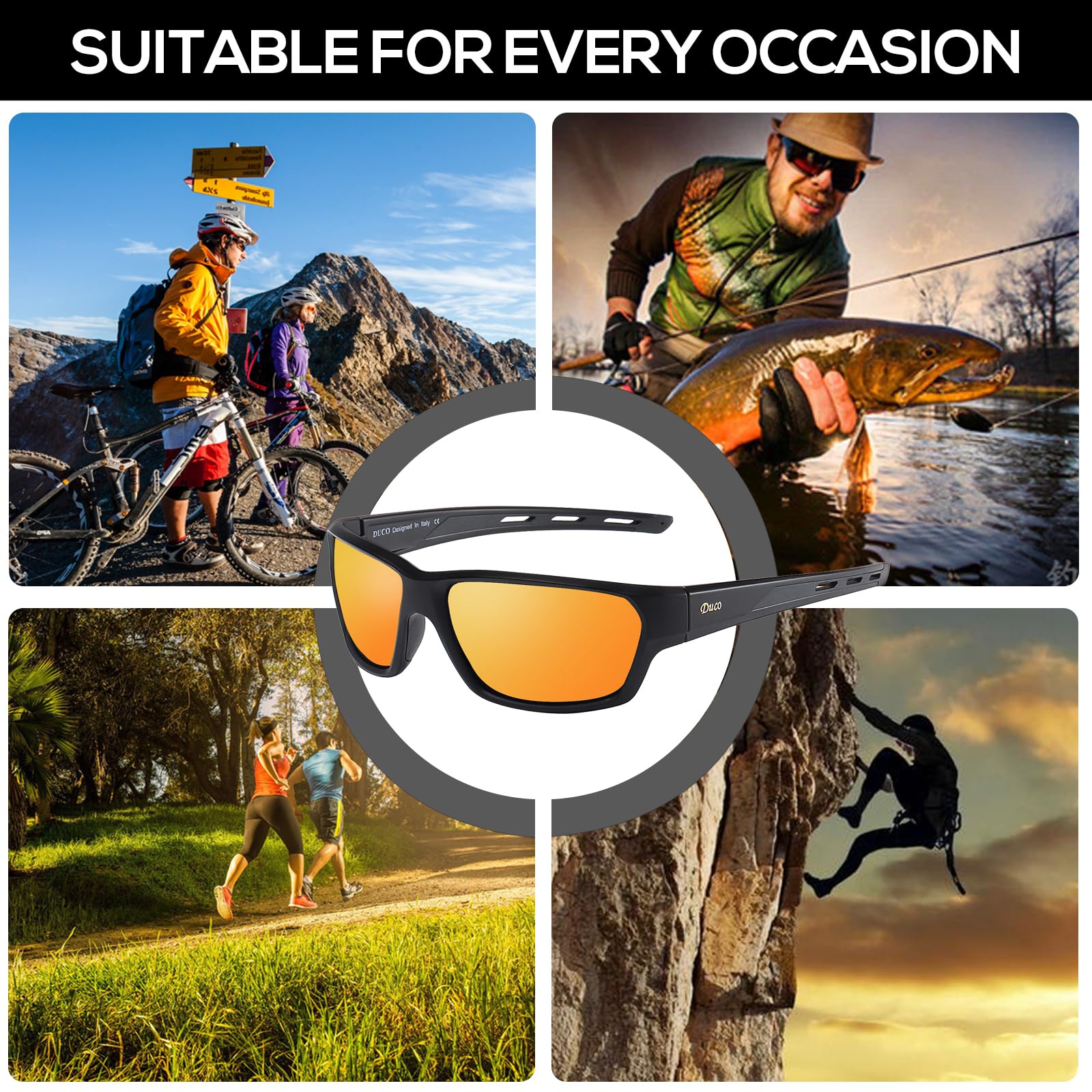 DUCO Sports Sunglasses for Men Women Lightweight UV400 Protection Polarized Glasses for Cycling Running Softball Baseball - Image 5