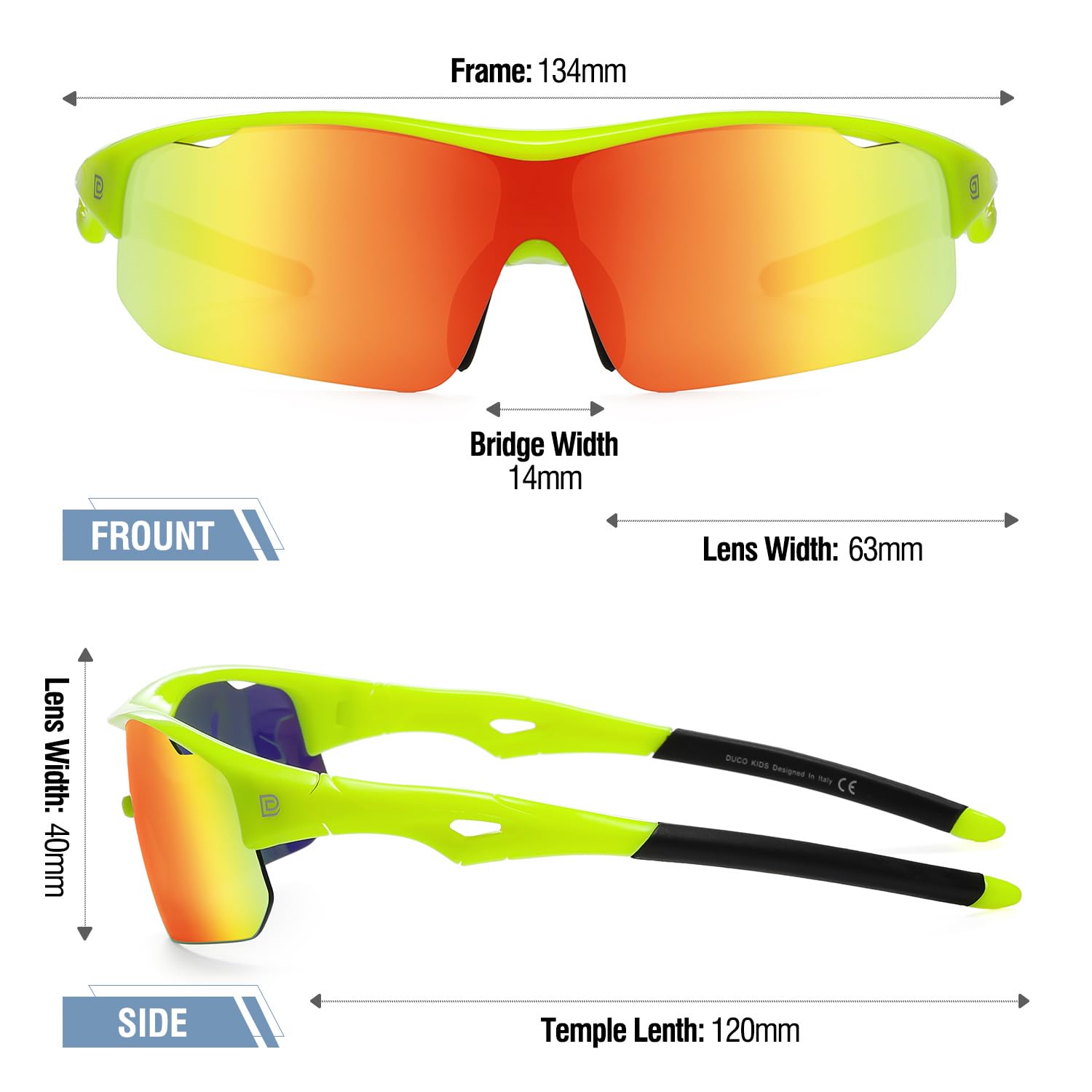 DUCO Sports Youth Baseball Sunglasses Kids Unbreakable TR90 Frame Lightweight Cylcing Glasses for Boys Girls 5-12 Age DK261 - Image 3