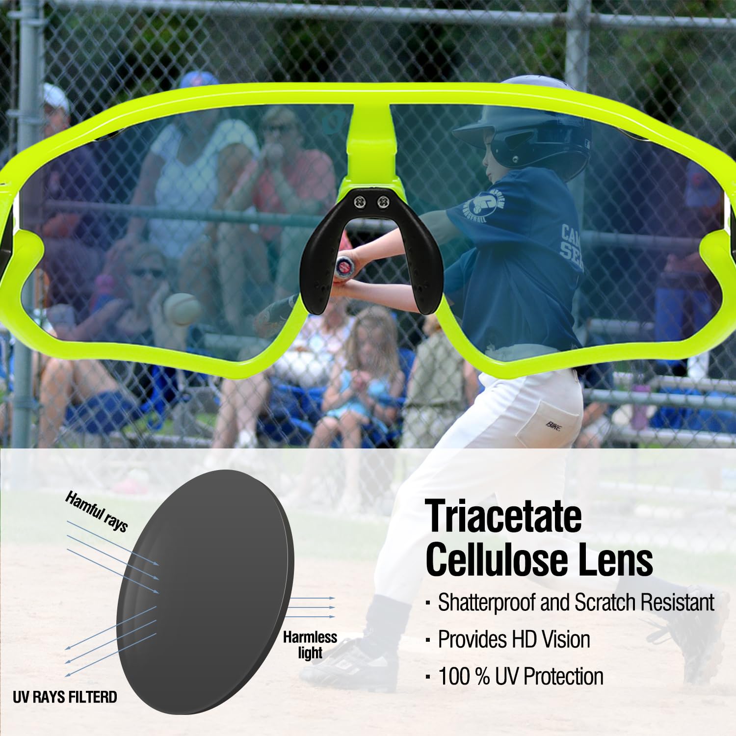 DUCO Sports Youth Baseball Sunglasses Kids Unbreakable TR90 Frame Lightweight Cylcing Glasses for Boys Girls 5-12 Age DK261 - Image 6