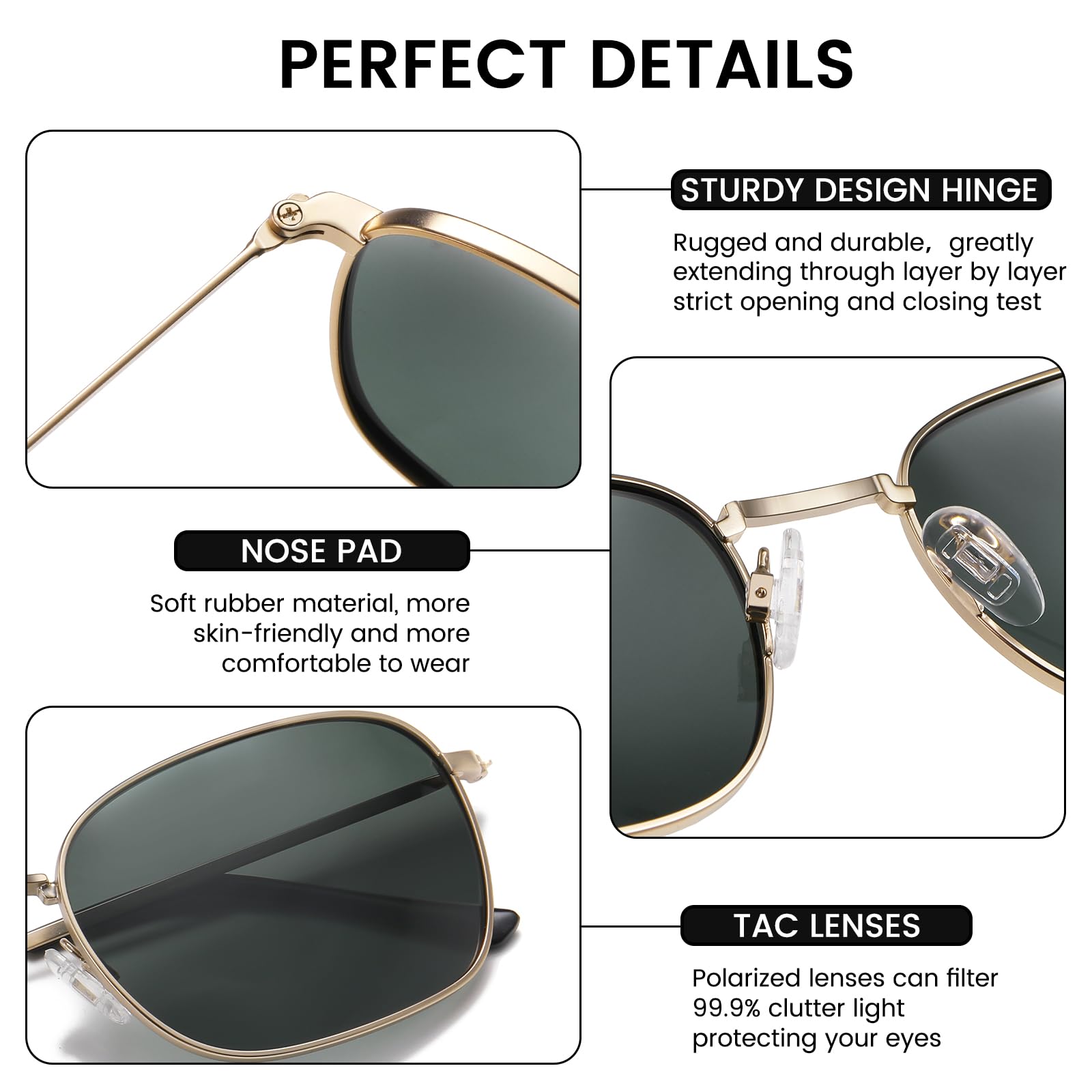 DUCO Square Sunglasses for Men Women Polarized Driving Sun Glasses UV400 Protection Retro Shades DC3038 - Image 3