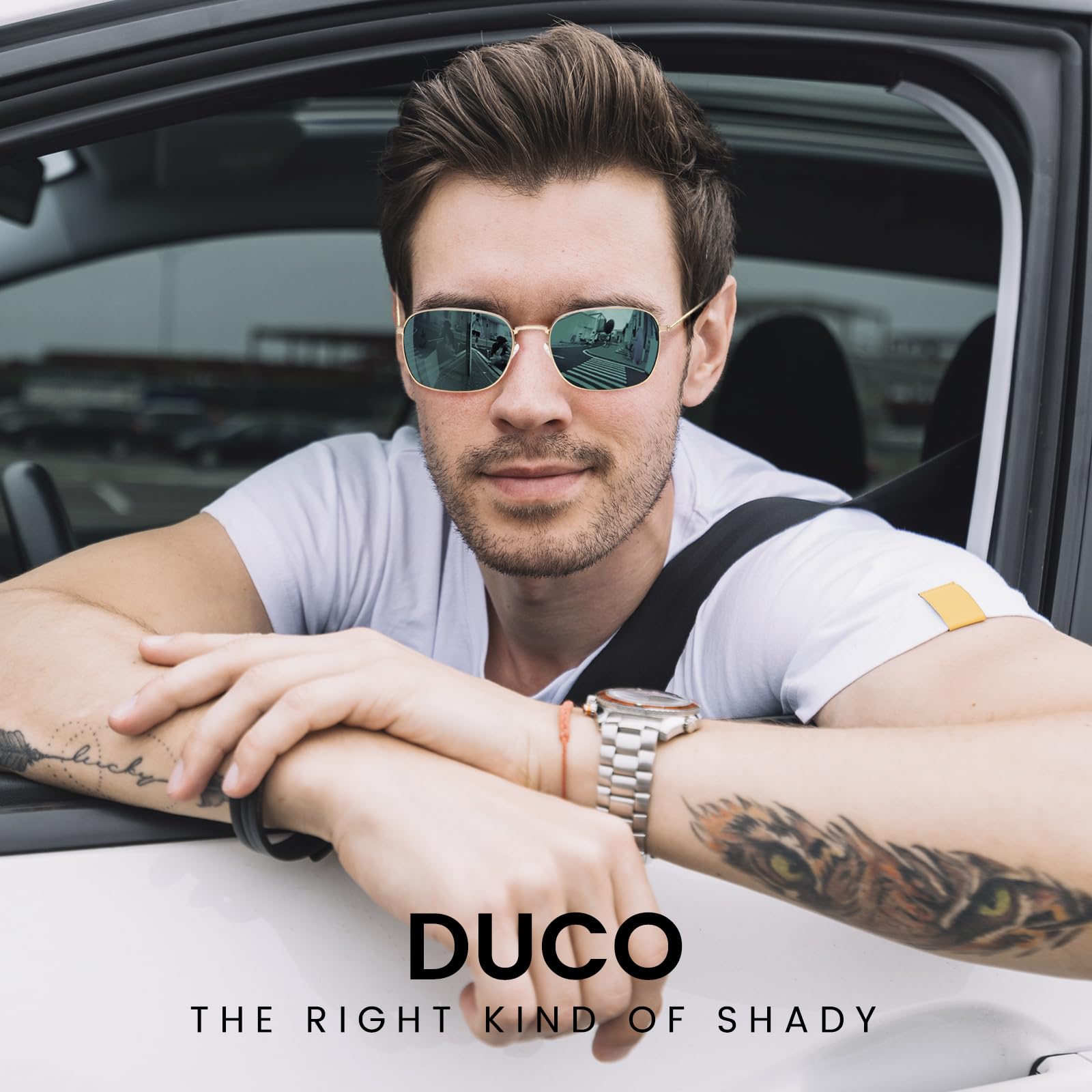 DUCO Square Sunglasses for Men Women Polarized Driving Sun Glasses UV400 Protection Retro Shades DC3038 - Image 4