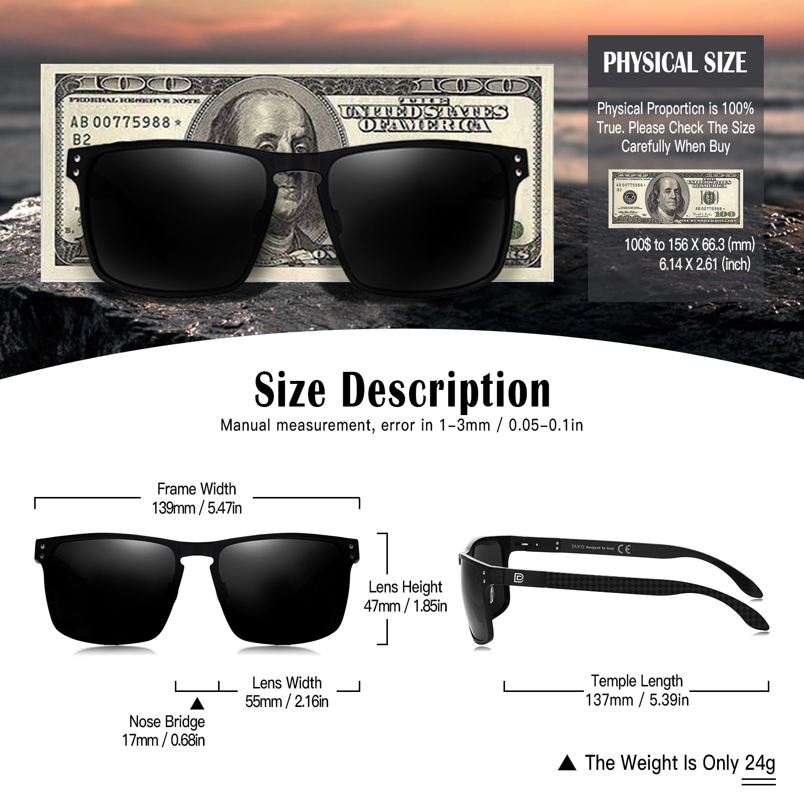 DUCO Sunglasses men Polarized Retro Square Sunglasses for men UV Protection Sports Sun Glasses for Golfing Running 8208 - Image 3