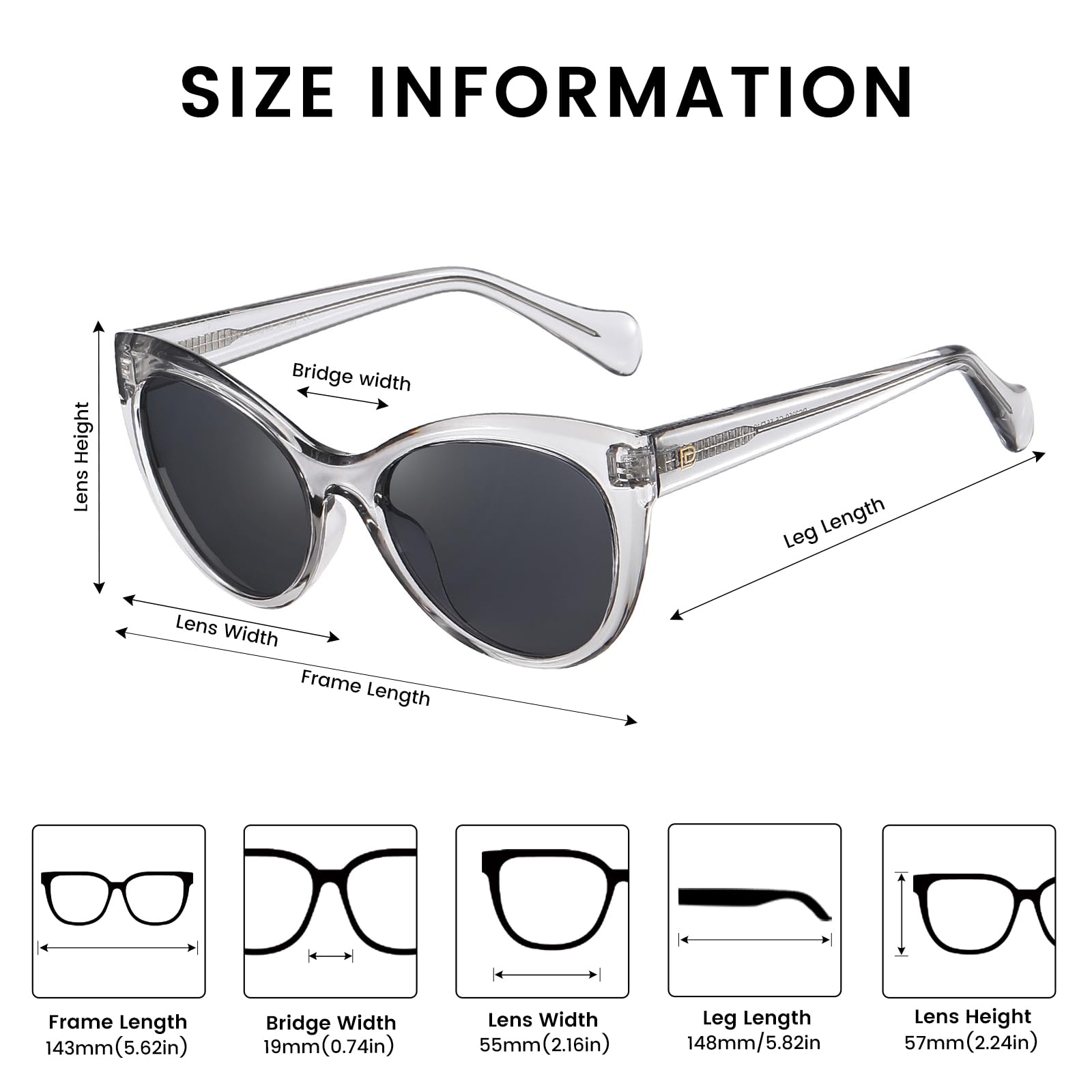 DUCO Vintage Cat Eye Sunglasses for Women Trendy Polarized Sun Glasses Oversized Designer Shades 2350 - Image 3