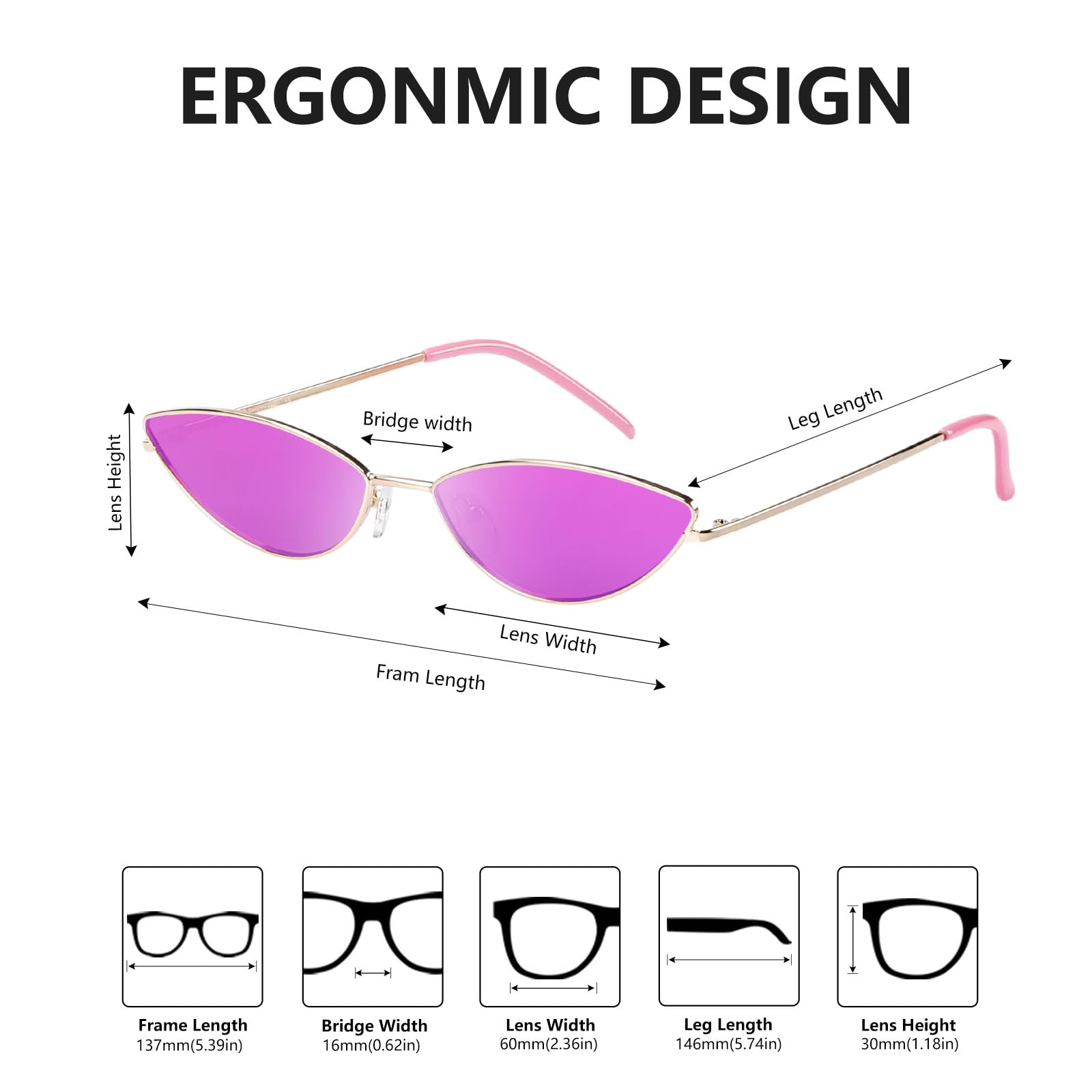 DUCO Vintage Oval Sunglasses for Women Small Triangle Polarized Sun Glasses Metal Frame and UV Protection W019 - Image 3