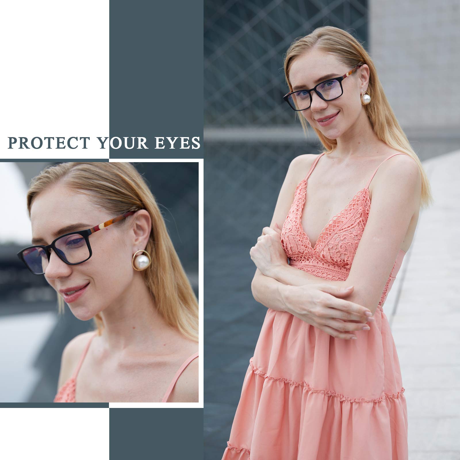 DUCO Wooden Computer Blue Light Blocking Glasses for Men Women Reading Gaming TV Phones U400 LensDC5212 - Image 5